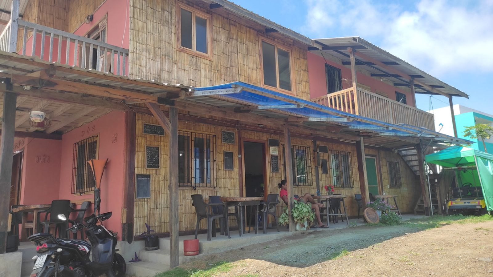 View of the cafe and apartments from outside